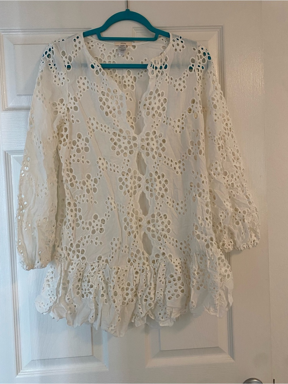 Eberjey Cream Eyelet Swim Cover Up
